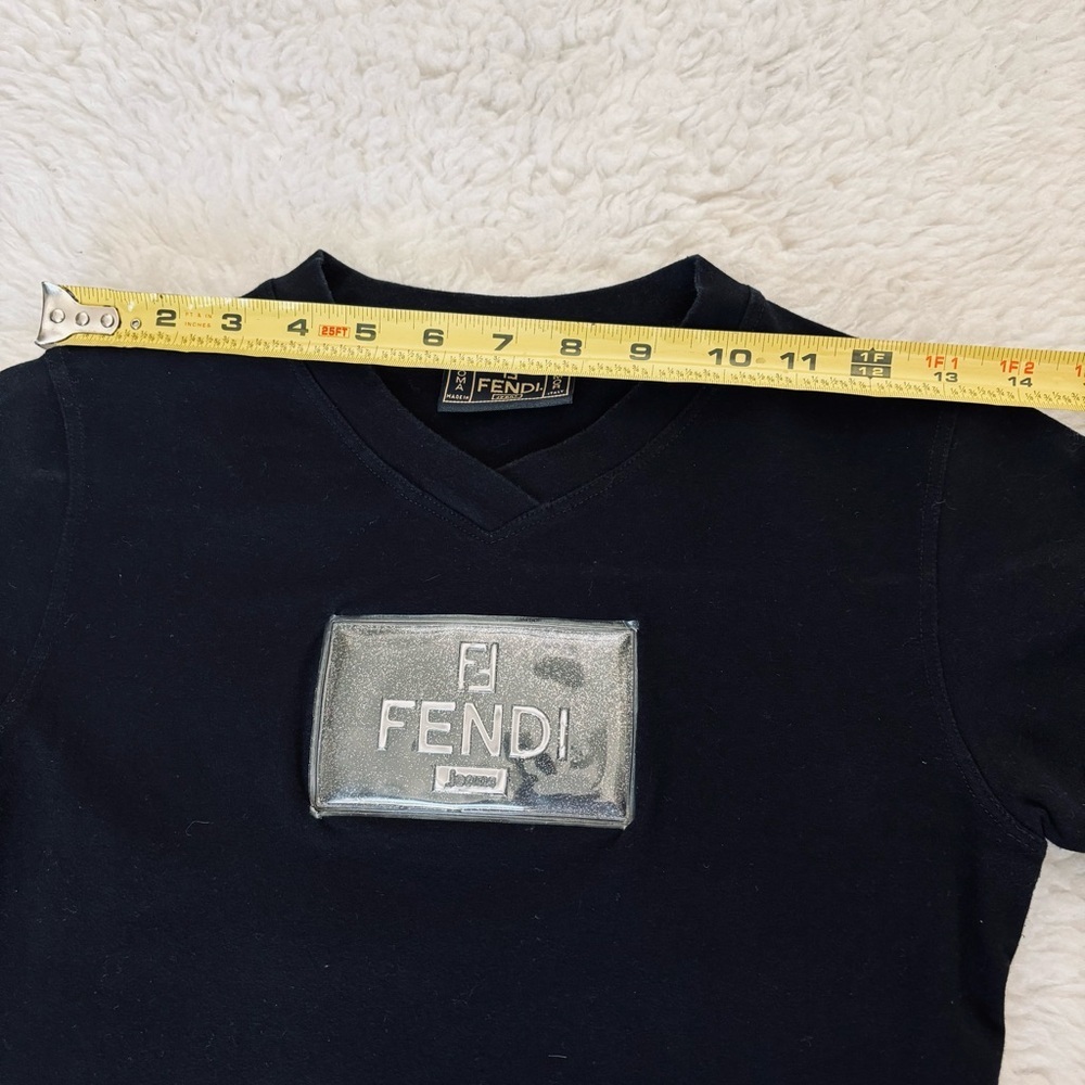 Fendi Black Vintage Tee with Shimmering Logo size 42 US Small - Picture 5 of 16